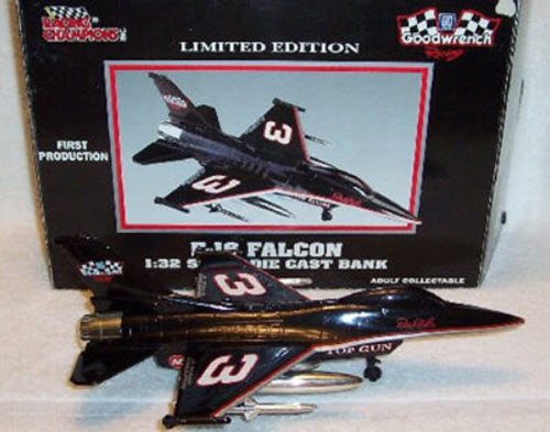 1994 Dale Earnhardt Sr NASCAR Diecast 3 Top Gun F 16 Falcon Plane 132 Racing Champions First Production 1