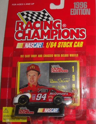1996 Bill Elliott NASCAR Diecast 94 McDonalds CWC 1:64 Racing Champions Without New Holland Logo 1