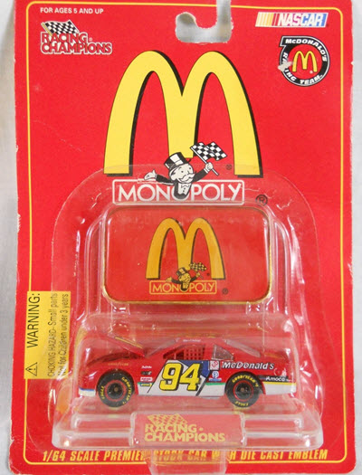 1996 Bill Elliott NASCAR Diecast 94 McDonalds Monopoly CWC 1:64 Racing Champions 1