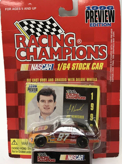 1996 Joe Nemechek NASCAR Diecast 87 Burger King CWC 1:64 Racing Champions 1996 Edition Preview 1