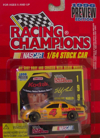 1996 Sterling Marlin NASCAR Diecast 4 Kodak Film CWC 1:64 Racing Champions 1996 Edition Preview 1