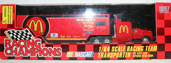 1997 Bill Elliott NASCAR Diecast 94 McDonalds Hauler Transporter With Car 1:64 Racing Champions 1b