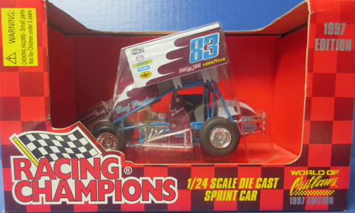 1997 Paul McMahan WOO World Outlaws Dirt Car 83 Beef Packers Maroon White Sprint Car 1:24 Racing Champions 1997 Edition 1