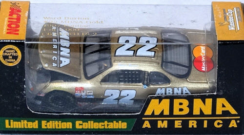 1997 Ward Burton NASCAR Diecast 22 MBNA Gold CWC 1:64 Action RCCA Club Car 1