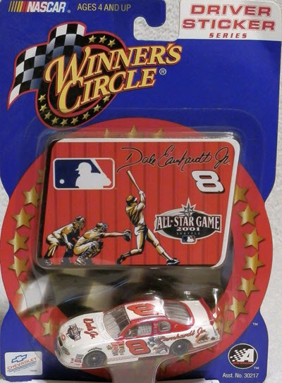 2001 Dale Earnhardt Jr NASCAR Diecast 8 MLB Baseball Seattle All Star Game CWC 1:64 Winners Circle Driver Sticker Square 1