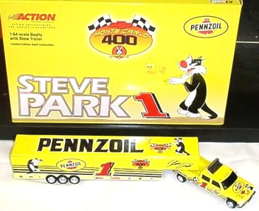 2001 Steve Park NASCAR Diecast 1 Looney Tunes Tweety Bird Crew Cab Dually Closed Trailer 1:64 Action ARC 1