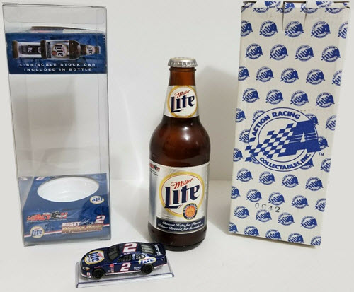 2002 Rusty Wallace NASCAR Diecast 2 Miller Lite CWC 1:64 Action ARC Beer Bottle 1