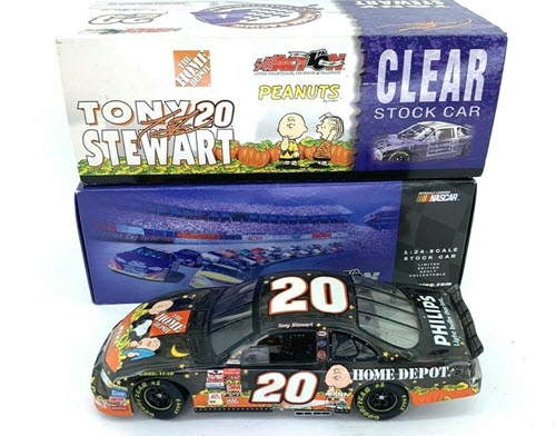2002 Tony Stewart NASCAR Diecast 20 Peanuts Black Search For The Great Pumpkin Clear Car 1:24 Action ARC 1