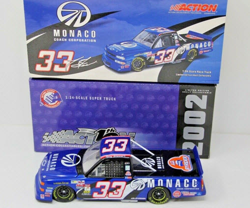 2002 Tony Stewart NASCAR Diecast 33 Monaco Motorcoaches 1st Truck Win CWT Silverado Race Truck 1:24 Action ARC 1