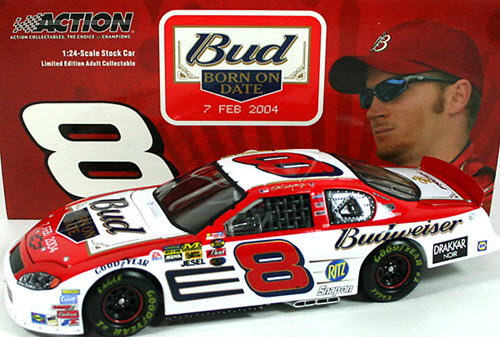 2004 Dale Earnhardt Jr NASCAR Diecast 8 Bud Budweiser BOD Born On Date Feb 07 Daytona Bud Shootout CWC 1:24 Action ARC 1