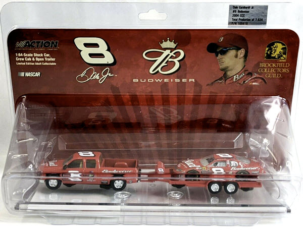 2004 Dale Earnhardt Jr NASCAR Diecast 8 Bud Budweiser CCTC Crew Cab Trailer with Car 1:64 Brookfield 1