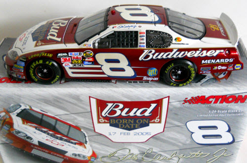 2005 Dale Earnhardt Jr NASCAR Diecast 8 Bud Budweiser Born Date BOD Feb 17 CWC 1:24 Action ARC 1