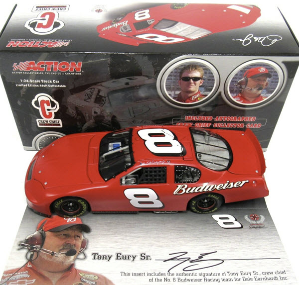 2005 Dale Earnhardt Jr NASCAR Diecast 8 Bud Budweiser Test Car CWC 1:24 Action ARC Crew Chief Autographed 1