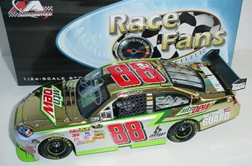 2009 Dale Earnhardt Jr NASCAR Diecast 88 Mtn Mountain Dew CWC 1:24 QVC RFO Race Fans Only Gold Chrome Autographed 1