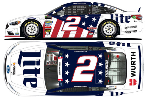 2017 Brad Keselowski NASCAR Diecast 2 Miller Lite Patriotic 1:24 Lionel Action RCCA Elite 99