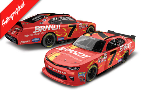 2017 Justin Allgaier NASCAR Diecast 7 Brandt 1:24 CWC Lionel Action ARC Autographed 99