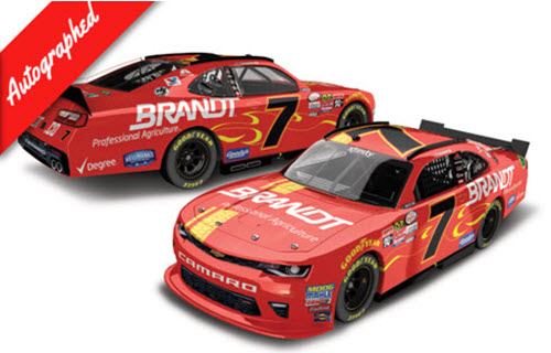 2017 Justin Allgaier NASCAR Diecast 7 Brandt 1:24 CWC Lionel Action ARC Autographed Color Chrome 99