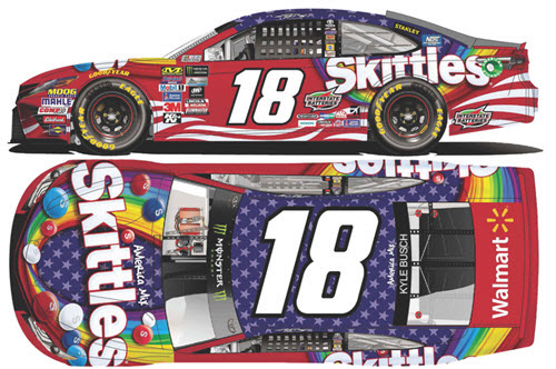 2017 Kyle Busch NASCAR Diecast 18 Skittles Patriotic RWB Red White Blue CWC 1:24 Lionel Action RCCA Elite 99