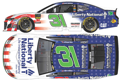 2018 Ryan Newman NASCAR Diecast 31 Liberty National Patriotic CWC 1:24 Lionel Action ARC Color Chrome 99