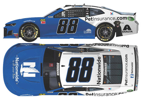 2019 Alex Bowman NASCAR Diecast 88 Nationwide Pet Insurance CWC 1:24 Lionel Action ARC Color Chrome Autographed 99