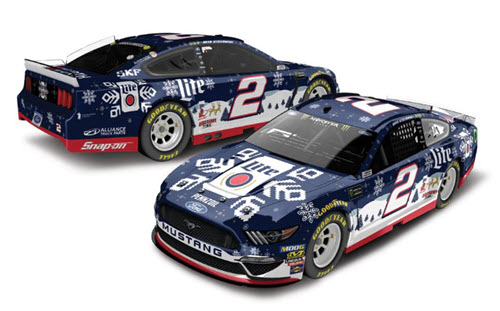 2019 Brad Keselowski NASCAR Diecast 2 Miller Lite Holiday Sweater 1:24 Lionel Action RCCA Elite Color Chrome 98