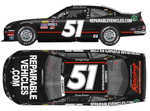 2019 Jeremy Clements NASCAR Diecast 51 Repaiable Vehicles Darlington Retro Throwback CWC 1:24 Lionel Action ARC 98