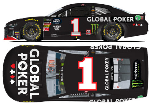 2019 Kurt Busch NASCAR Diecast 1 GLobal Poker CWC 1:24 Lionel Action ARC Color Chrome 99