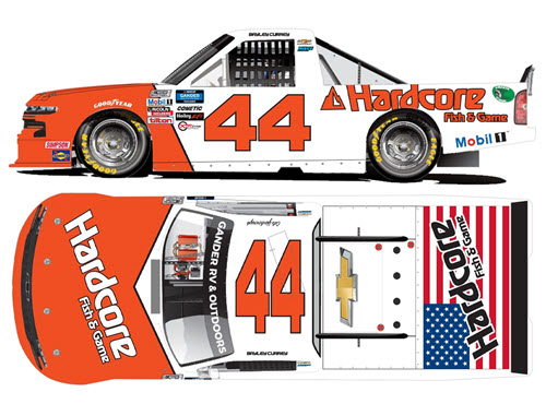 2020 Bayley Currey NASCAR Diecast 44 Hardcore Fish Game Darlington Throwback CWC 1:24 Lionel Action ARC Autographed 99