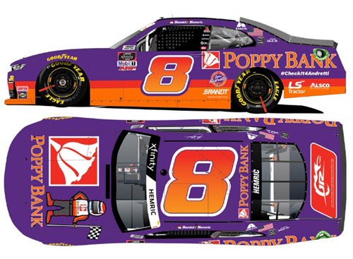 2020 Daniel Hemric NASCAR Diecast 8 Poppy Bank Darlington Retro Throwback CWC 1:24 Lionel Action ARC 99