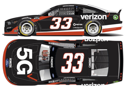 2021 Austin Cindric NASCAR Diecast 33 Verizon 5G First Cup Start CWC 1:24 Lionel Action RCCA Elite Liquid Color 99