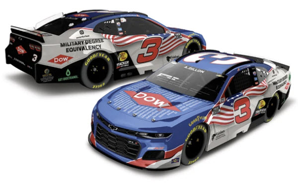 2021 Austin Dillon NASCAR Diecast 3 Dow Salutes Veterans CWC 1:64 Lionel Action ARC 98
