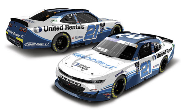 2022 Austin Hill NASCAR Diecast 21 United Rentals Daytona Win Raced Version CWC 1:64 Lionel Action ARC 97