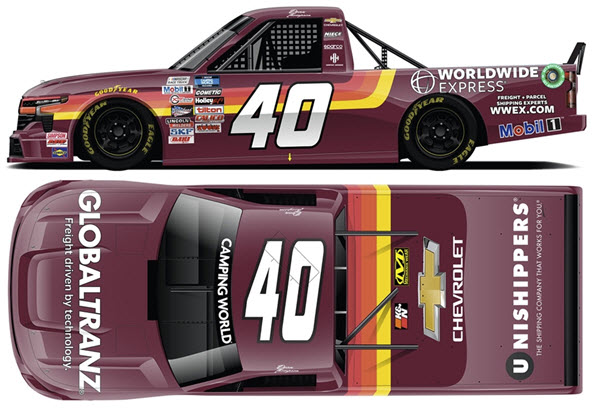 2022 Dean Thompson NASCAR Diecast 40 Worldwide Express GlobalTranz Darlington Throwback Truck 1:24 Lionel Action ARC Color Chrome 99