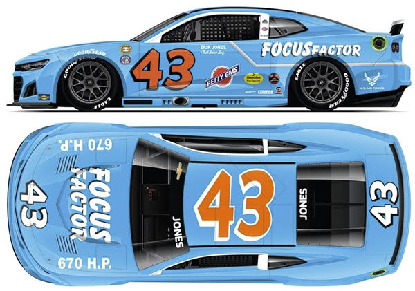 2022 Erik Jones NASCAR Diecast 43 Focus Factor Darlington Throwback CWC 1:24 Lionel Action ARC Color Chrome 99