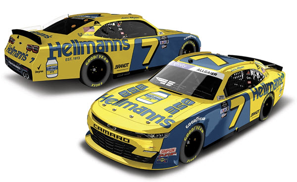 2022 Justin Allgaier NASCAR Diecast 7 Hellmanns Darlington Throwback CWC 1:24 Lionel Action ARC Color Chrome 99