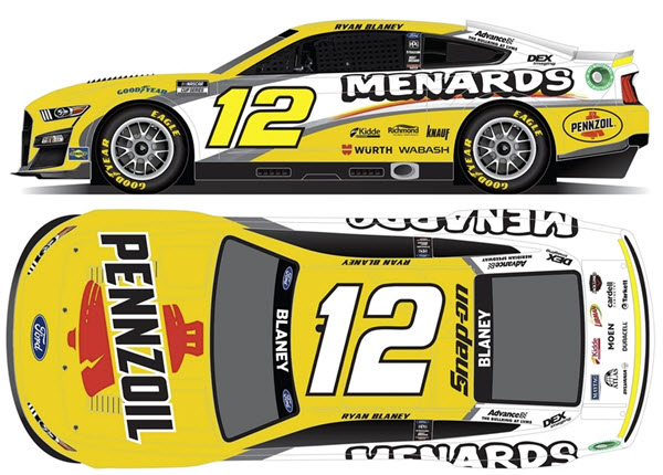 2022 Ryan Blaney NASCAR Diecast 12 Menards Pennzoil CWC 1:24 Lionel Action RCCA Elite 99