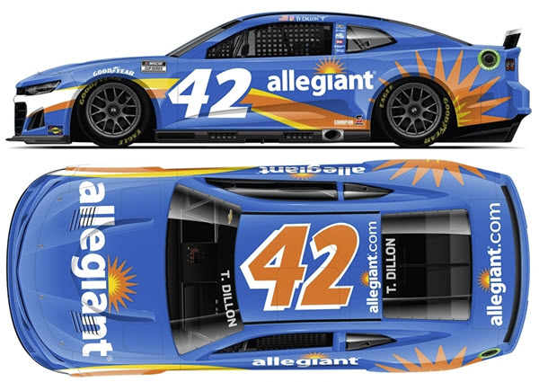 2022 Ty Dillon NASCAR Diecast 42 Allegiant CWC 1:24 Lionel Action ARC Color Chrome 99