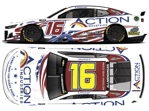 2023 AJ Allmendinger NASCAR Diecast 16 Action Industries Patriotic 1:64 CWC Lionel Action ARC Diecast Chassis 99