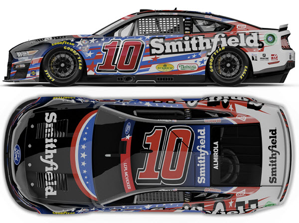 2023 Aric Almorola NASCAR Diecast 10 Smithfield Patriotic Salute CWC 1:64 Lionel Action ARC Diecast Chassis 99