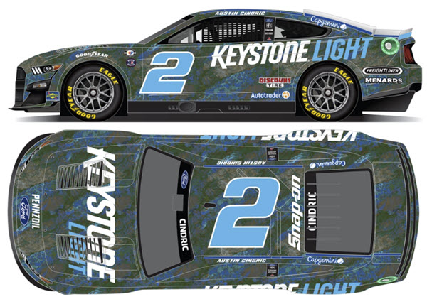 2023 Austin Cindric NASCAR Diecast 2 Keystone Light Camo CWC 1:64 Lionel Action ARC Diecast Chassis 99