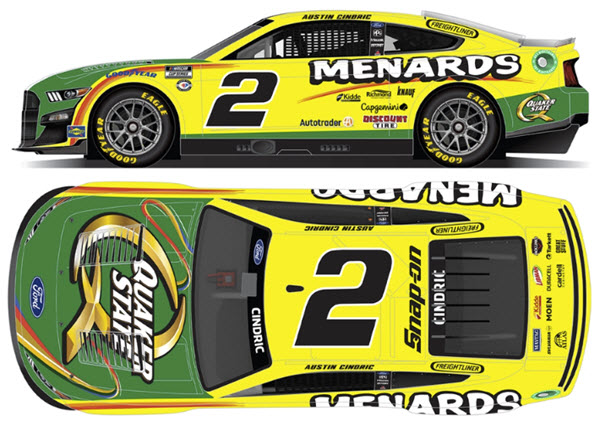 2023 Austin Cindric NASCAR Diecast 2 Quaker State CWC 1:24 Lionel Action ARC Color Chrome 99