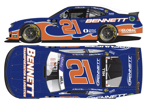 2023 Austin Hill NASCAR Diecast 21 Bennett Transportation Darlington Throwback CWC 1:64 Lionel Action ARC 99