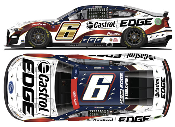 2023 Brad Keselowski NASCAR Diecast 6 Castrol Edge Patriotic Salute CWC 1:64 Lionel Action ARC Diecast Chassis 99
