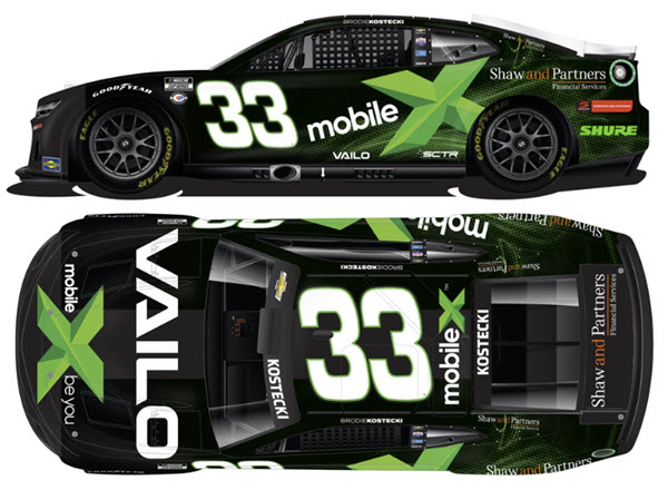 2023 Brodie Kostecki NASCAR Diecast 33 Vailo MobilX 1:24 CWC Lionel Action RCCA Elite 99