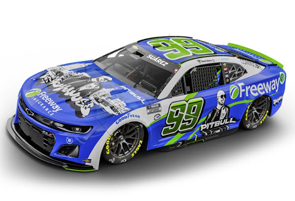2023 Daniel Suarez NASCAR Diecast 99 Freeway Insurance Pitbull CWC 1:24 Lionel Action ARC Color Chrome 99