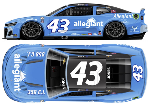 2023 Erik Jones NASCAR Diecast 43 Allegiant Darlington Throwback CWC 1:24 Lionel Action ARC Color Chrome 99