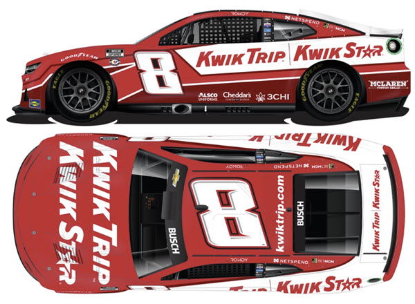 2023 Kyle Busch NASCAR Diecast 8 Kwik Trip Kwik Star CWC 1:64 Lionel Action ARC Diecast Chassis 99