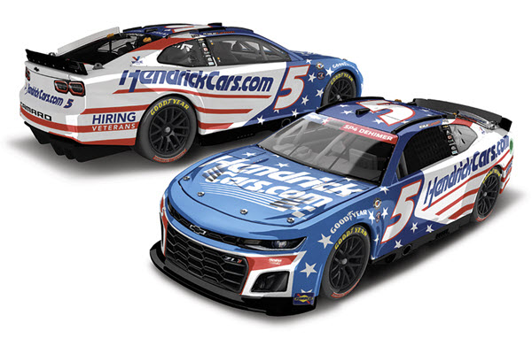 2023 Kyle Larson NASCAR Diecast 5 HendrickCars Hendrick Cars Patriotic Salute 1:24 CWC Lionel Action RCCA Elite Liquid Color 99