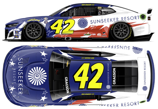 2023 Noah Gragson NASCAR Diecast 42 Sunseeker Darlington Throwback 1:64 Lionel Action ARC Diecast Chassis 99