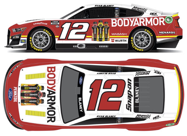 2023 Ryan Blaney NASCAR Diecast 12 BodyArmor Body Armor CWC 1:24 Lionel Action ARC Color Chrome 99